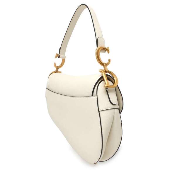 Dior White  Bag Saddle Leather Shoulder Christian - Picture 1 of 11